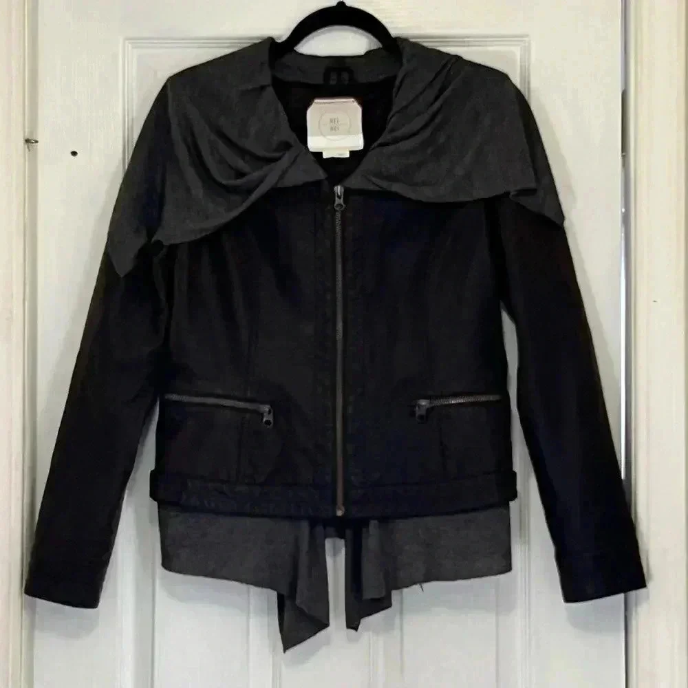 Anthropologie Hei Hei knit Layered Causeway Brown Vegan
Leather Jacket Sz‎ S - Picture 4 of 16